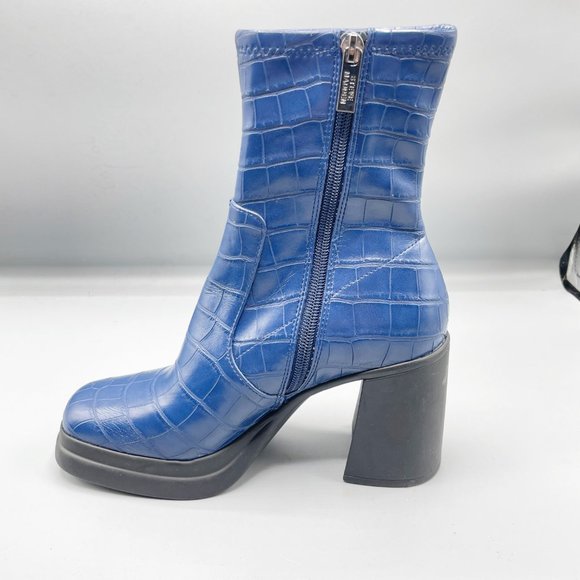 Steve Madden Faux Crocodile Blue Triple Platform Boots - Picture 7 of 7